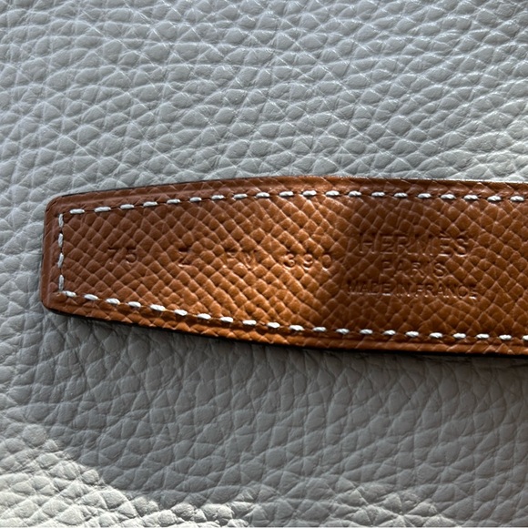 Hermes reversible 24mm gold Epsom black swift leather belt Size 75 - Picture 3 of 6
